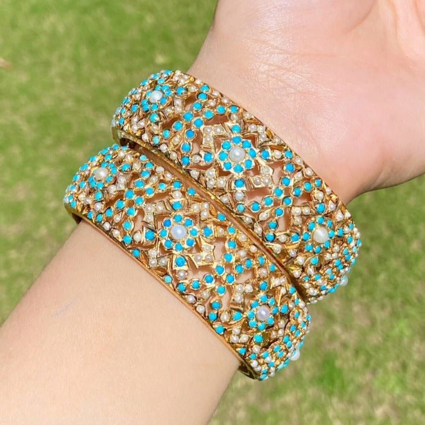 rajasthani bangles studded with pearls and feroza