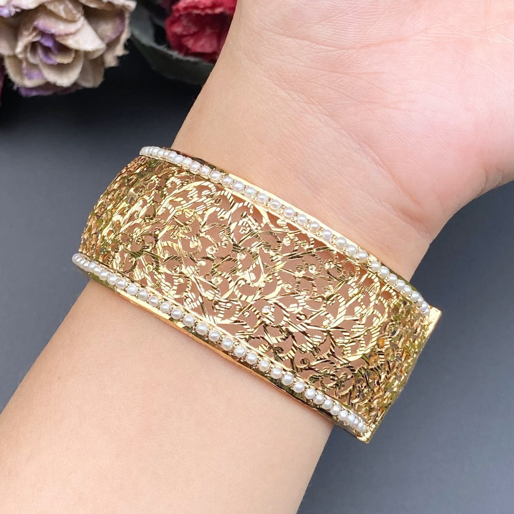 pearl bangles gold plated
