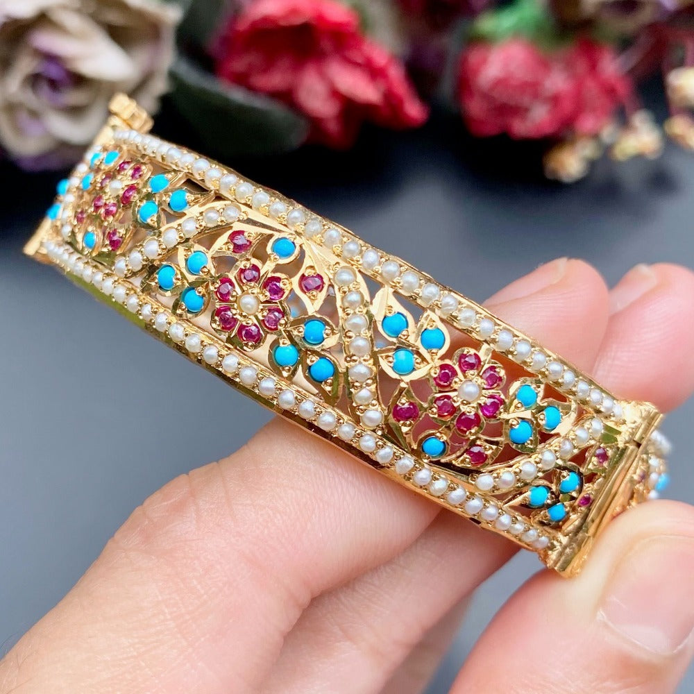 gold plated nizami jadau jewelry bangle