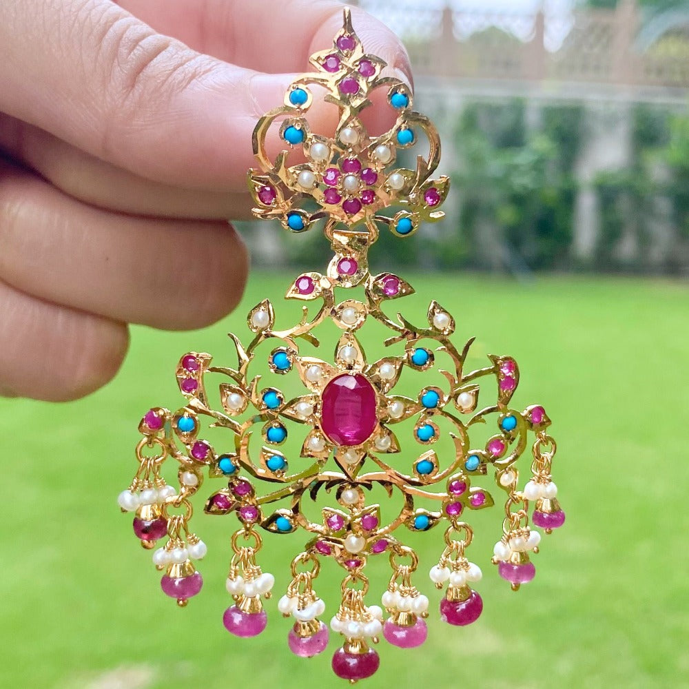 gold plated jadau earrings with price