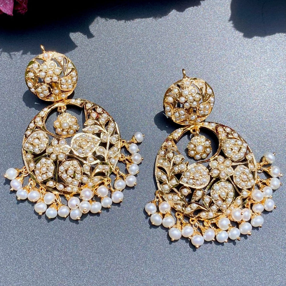 jadau chandbali in pearls for women