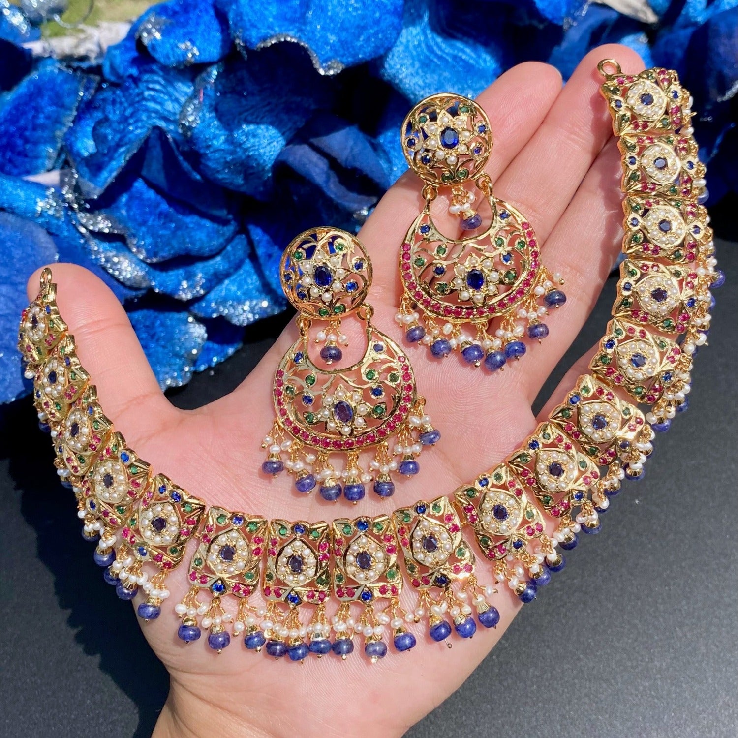 heavy bridal wear jadau necklace set