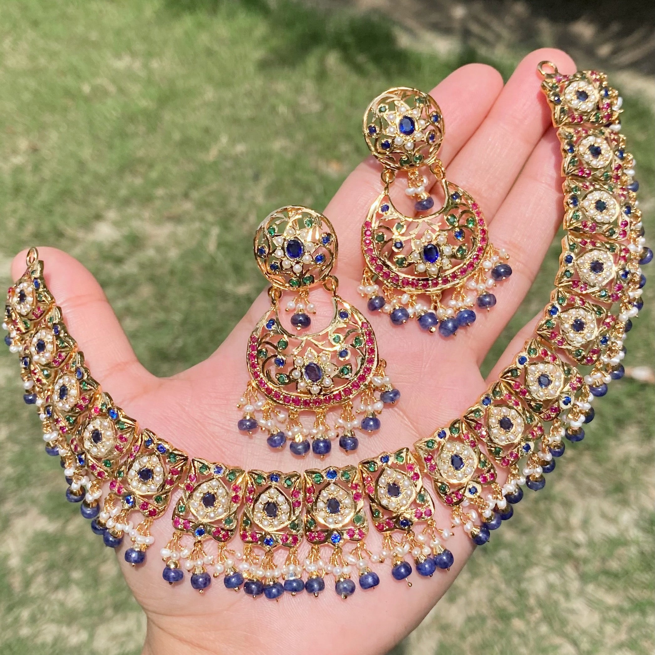 Bridal Wear Jadau Necklace Set | Ethnic Indian Jewellery Design NS 282