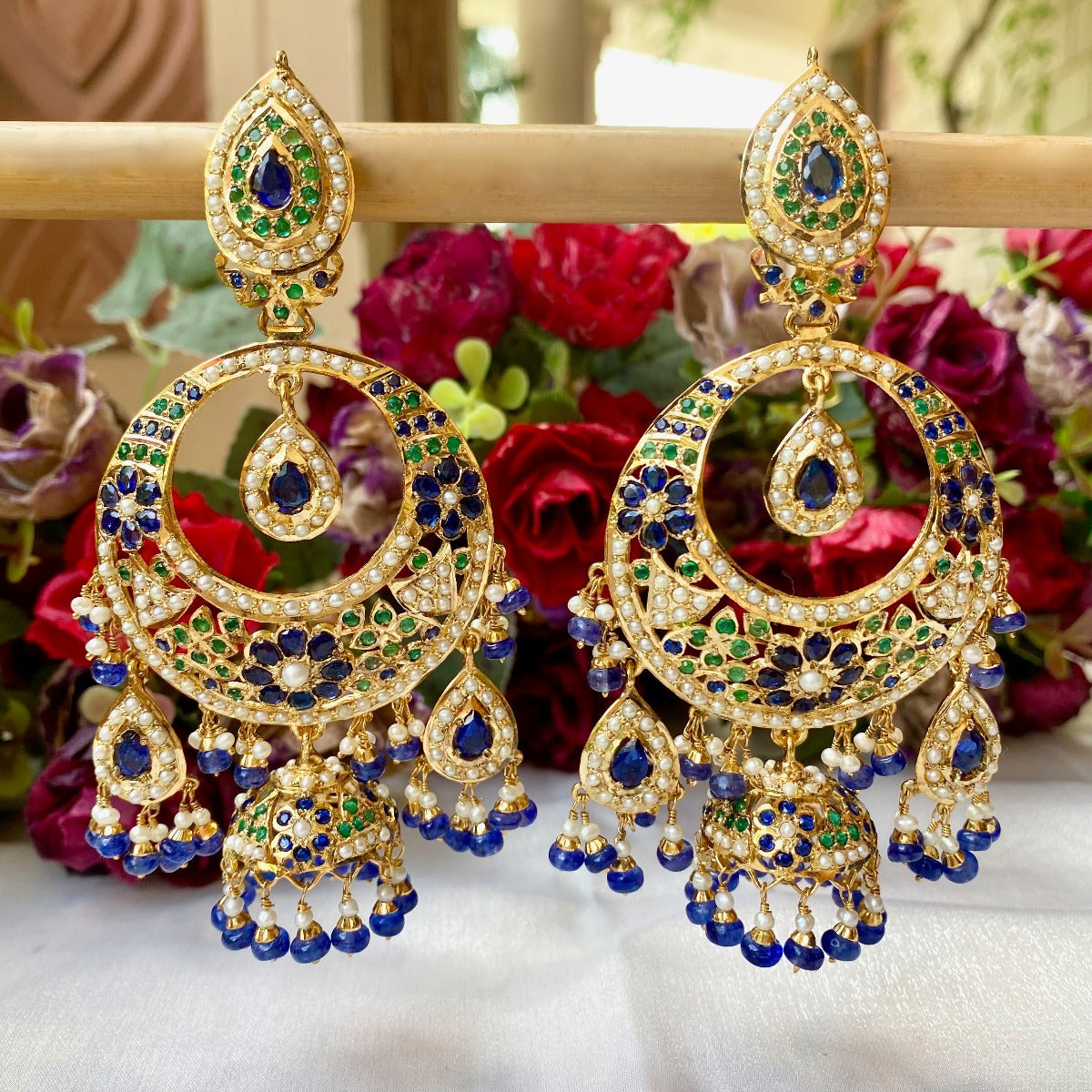 South Indian Bollywood Wedding Bridal Women`s Gold Plated Jhumka Earrings  Set | eBay