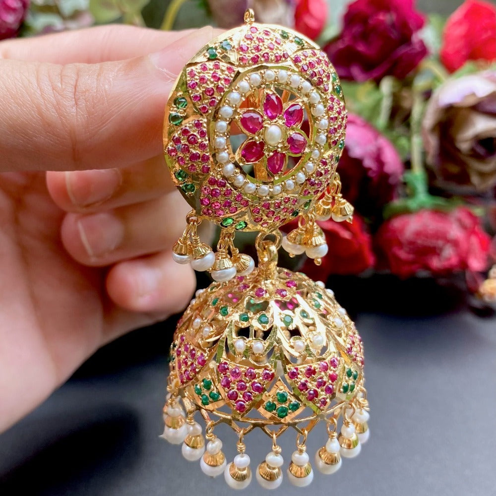 pakistani jhumka earrings in silver