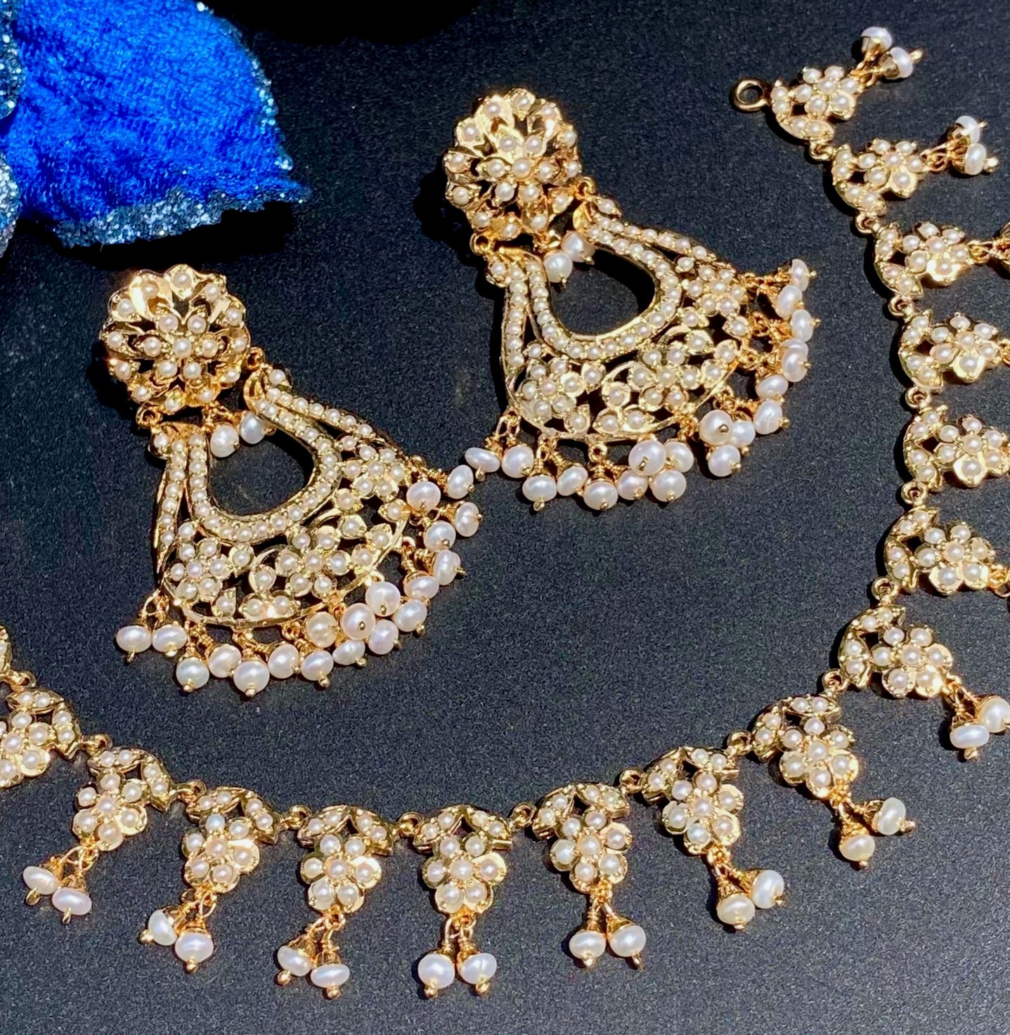 Exquisite Pearl Necklace Set | Gold Plated Jadau Set with Pearls NS 316