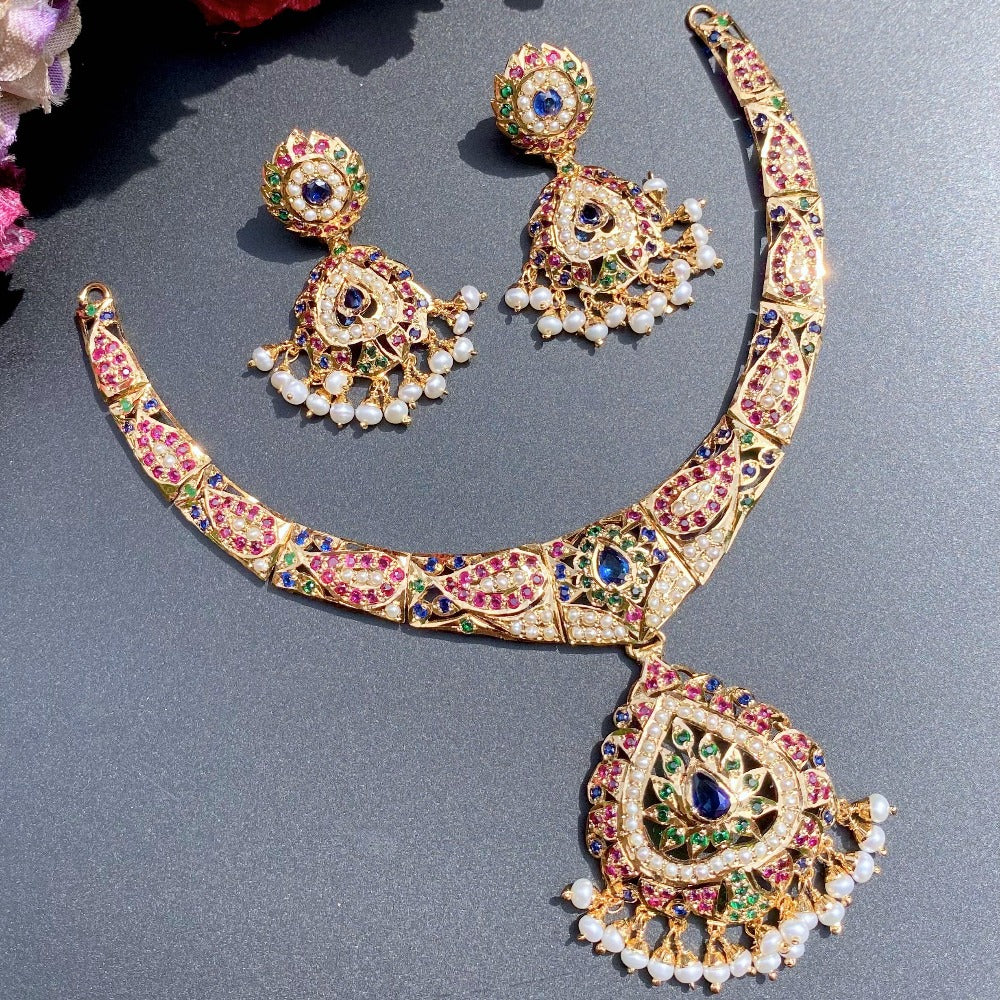hyderabadi set in gold plated silver