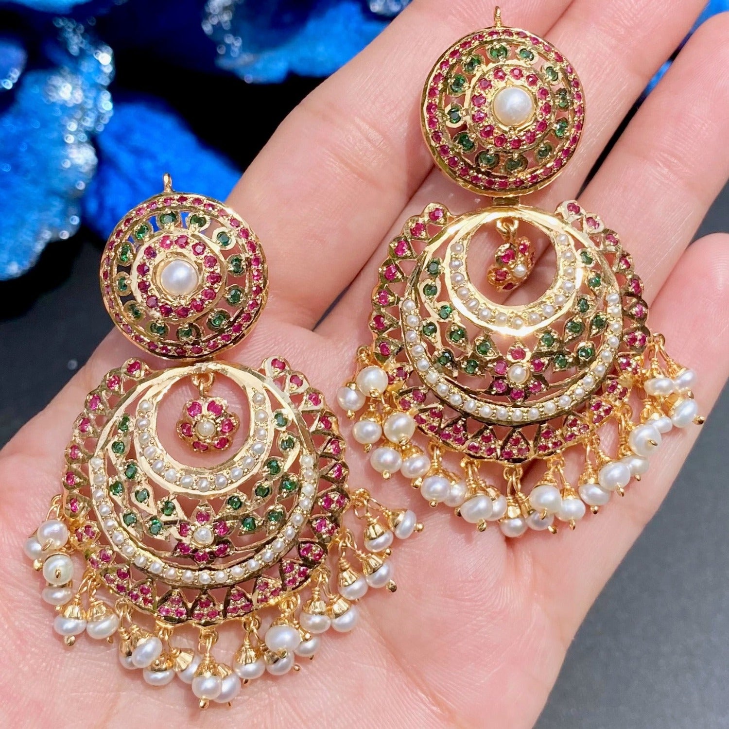 chandbali earrings in gold