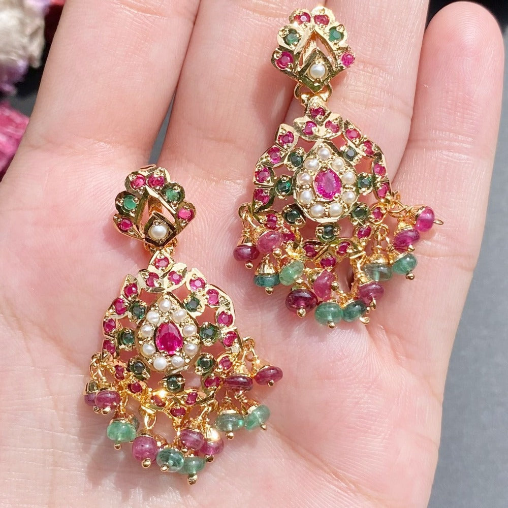 ruby emerald earrings in jadau