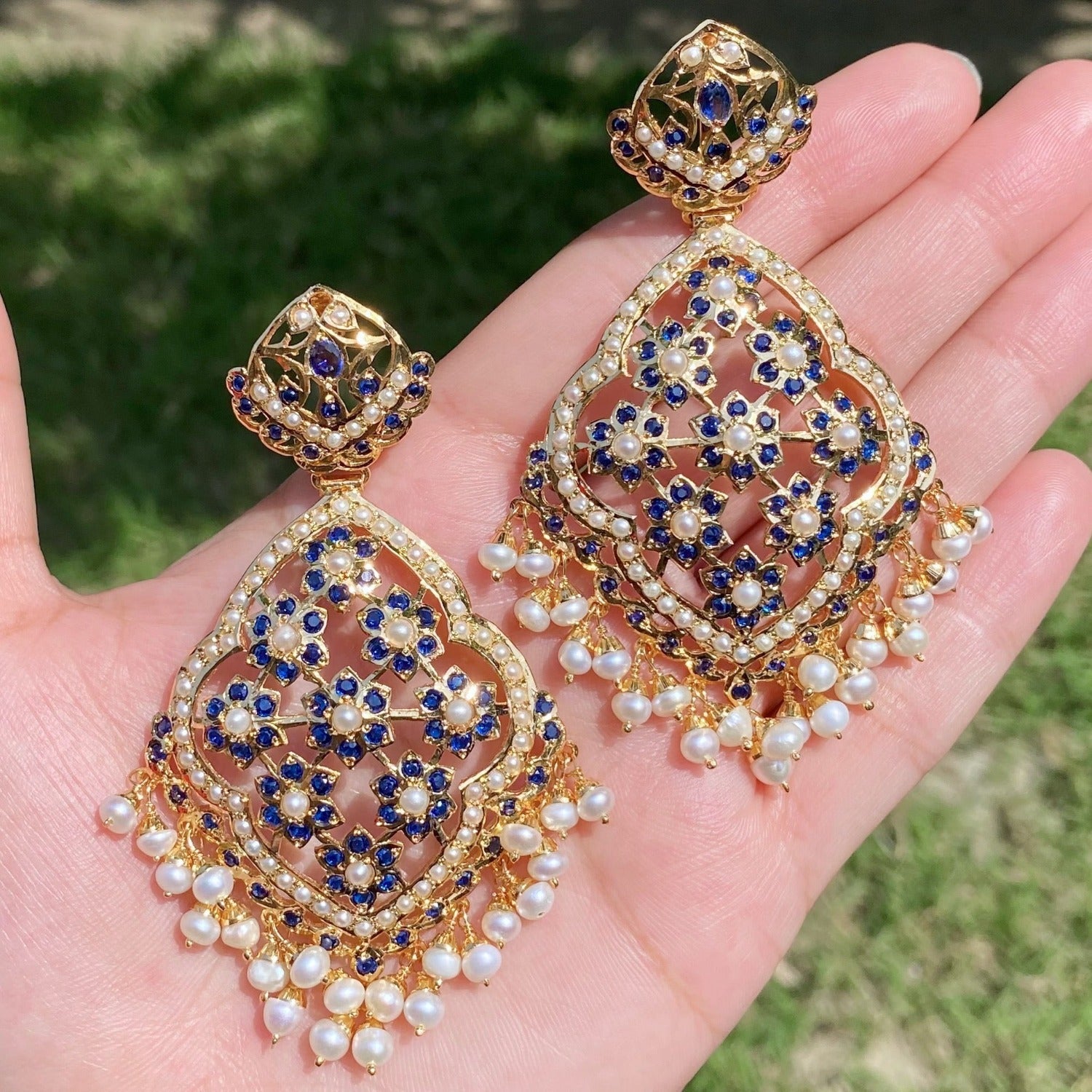 jadau earrings gold polished