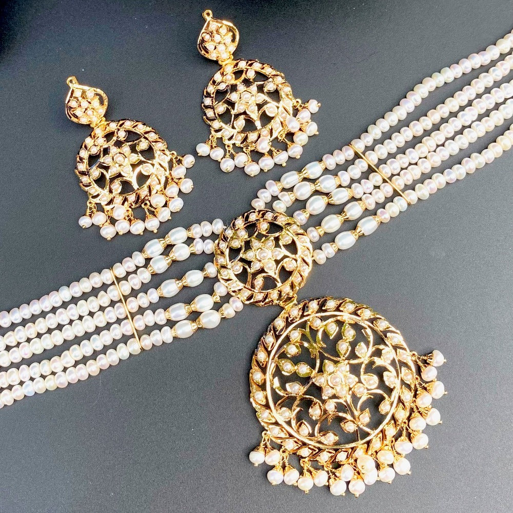 Buy Gold Necklace Set with pearls for Women in singapore