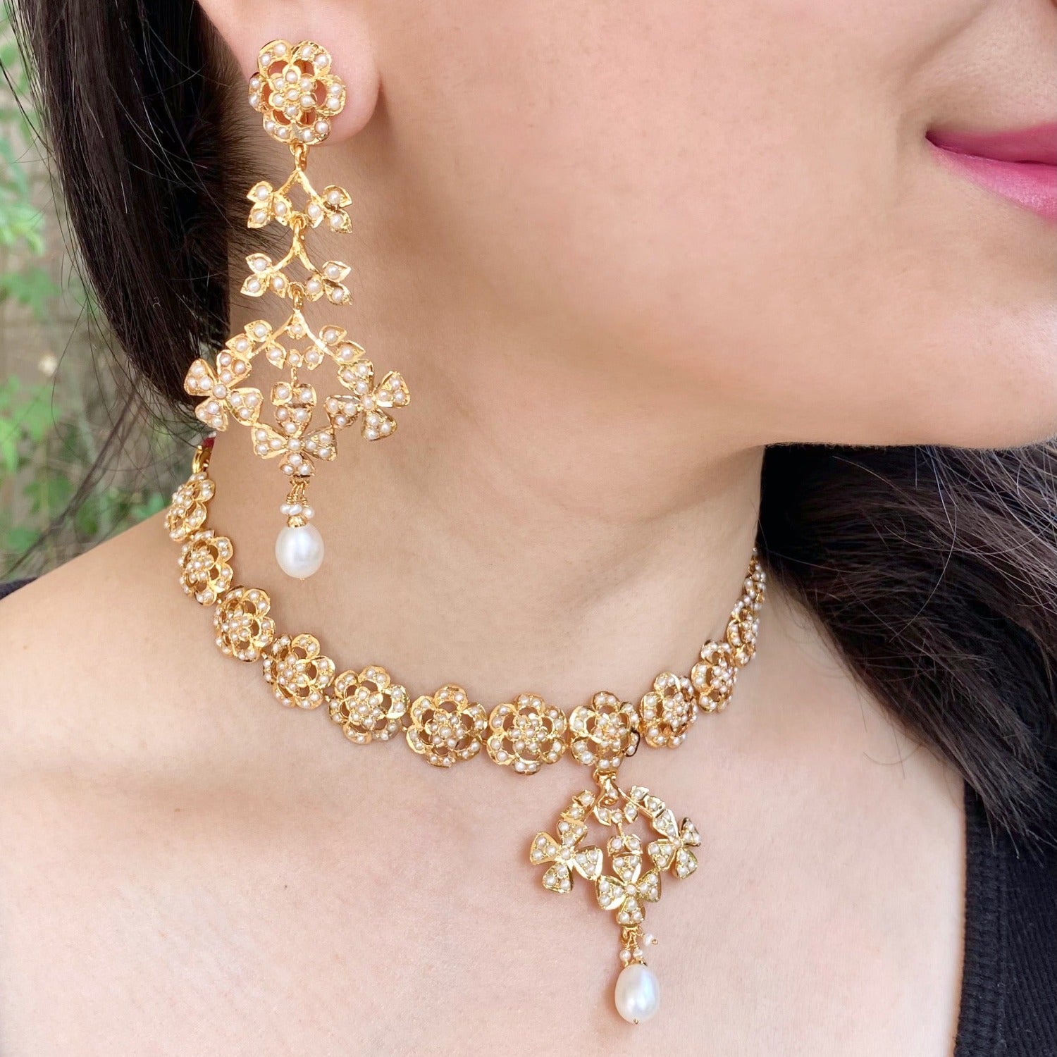 floral pearl necklace set 