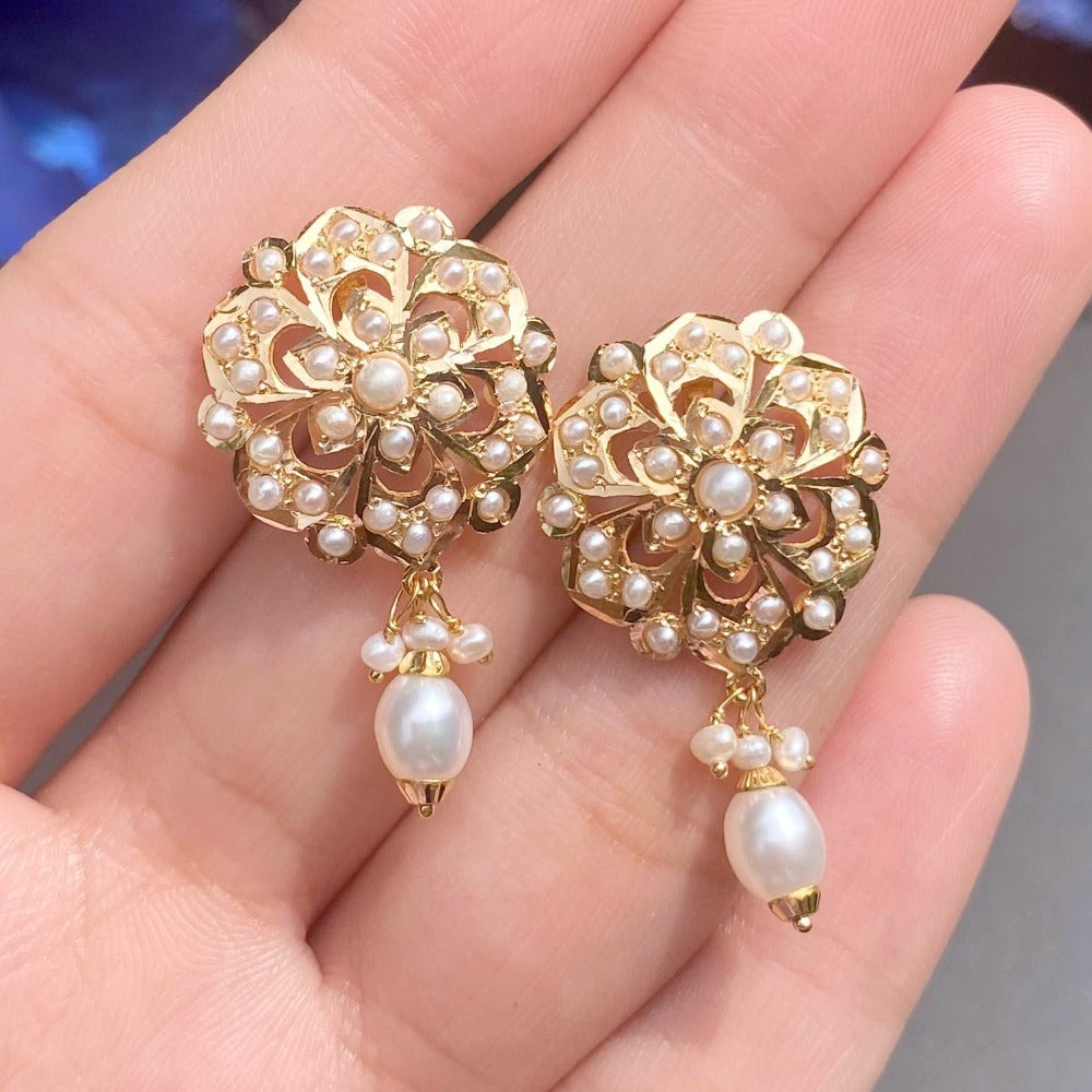 Enticing Sui Dhaga 3 Layer Gold Drop Earrings