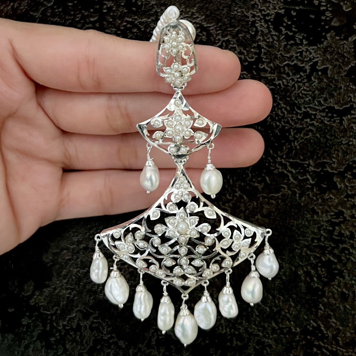 indo western earrings design silver