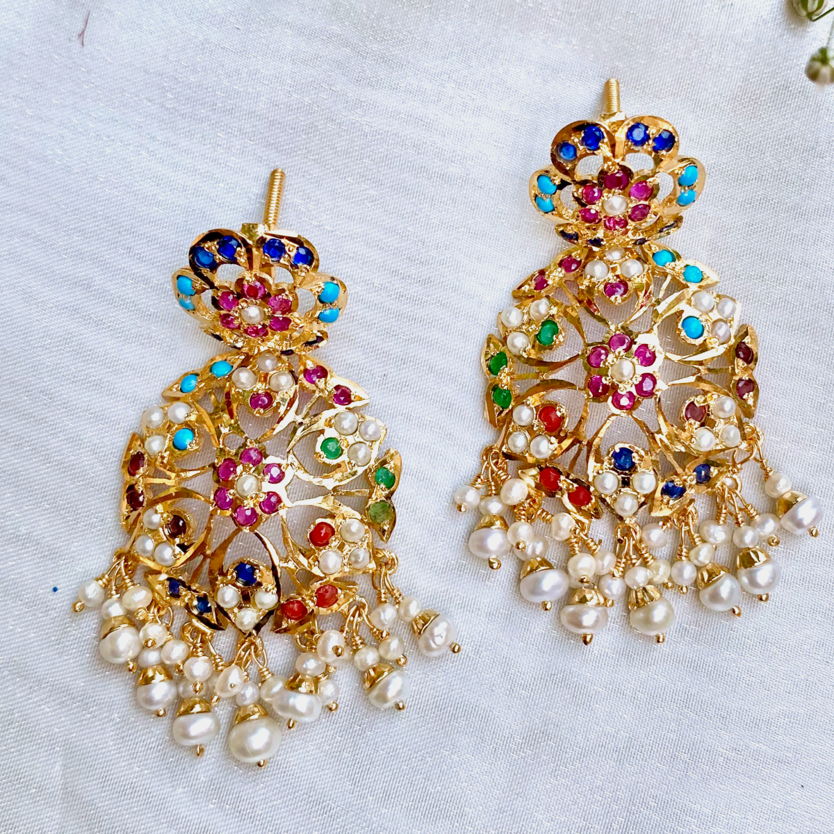 gold plated pakistani earrings