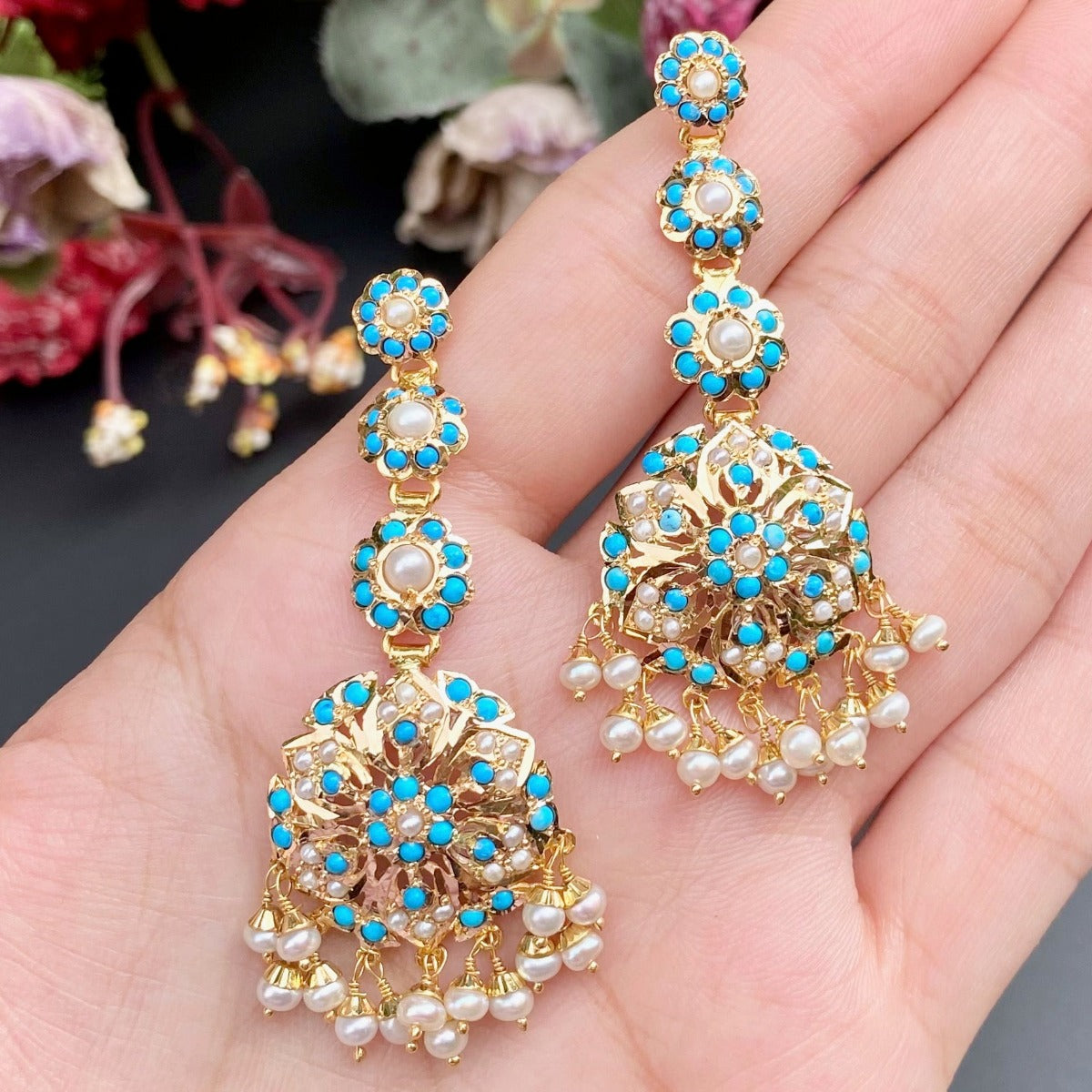 firoza earrings on 22k gold. feroza earrings latest design