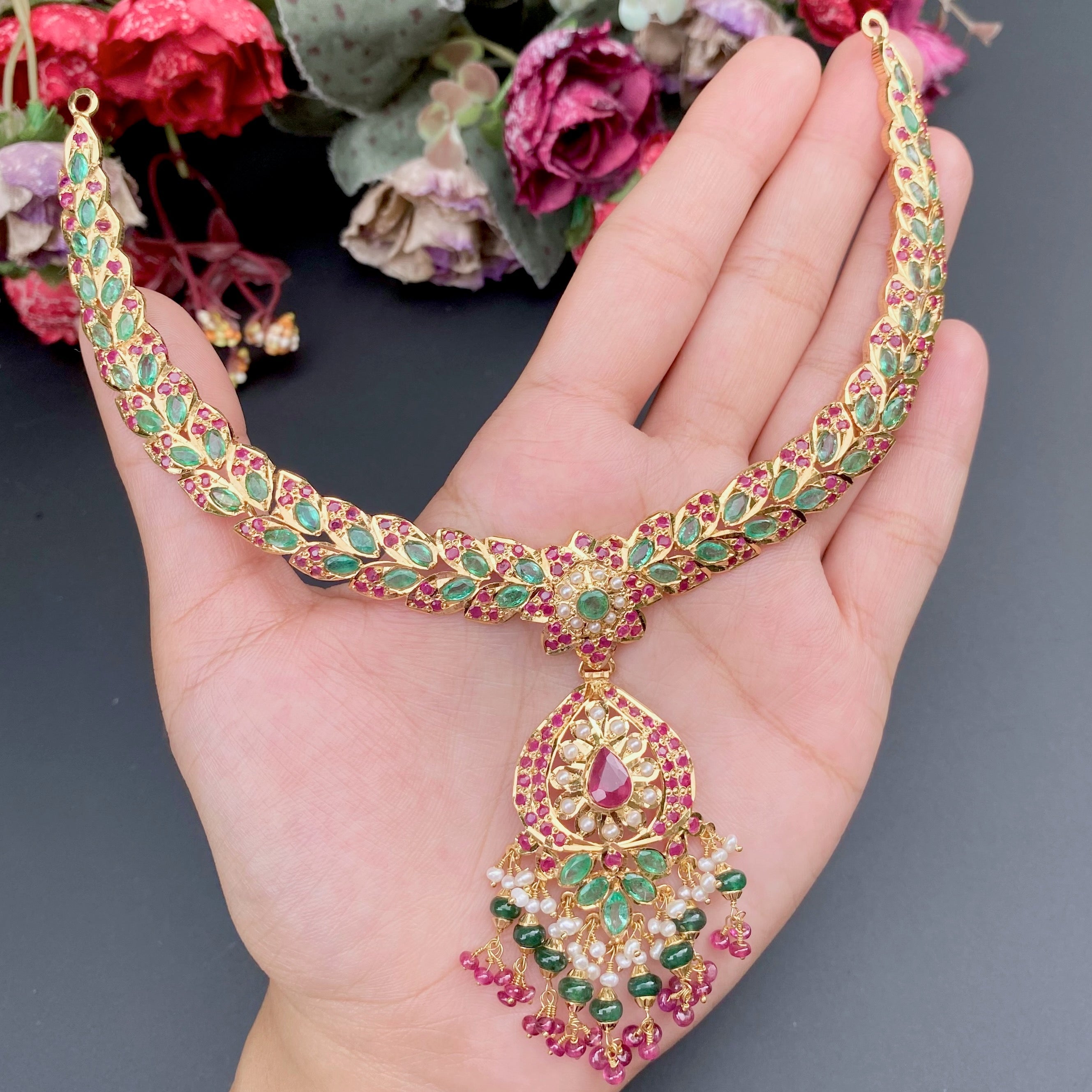 peacock necklace for rajpoot bride set in 22k gold
