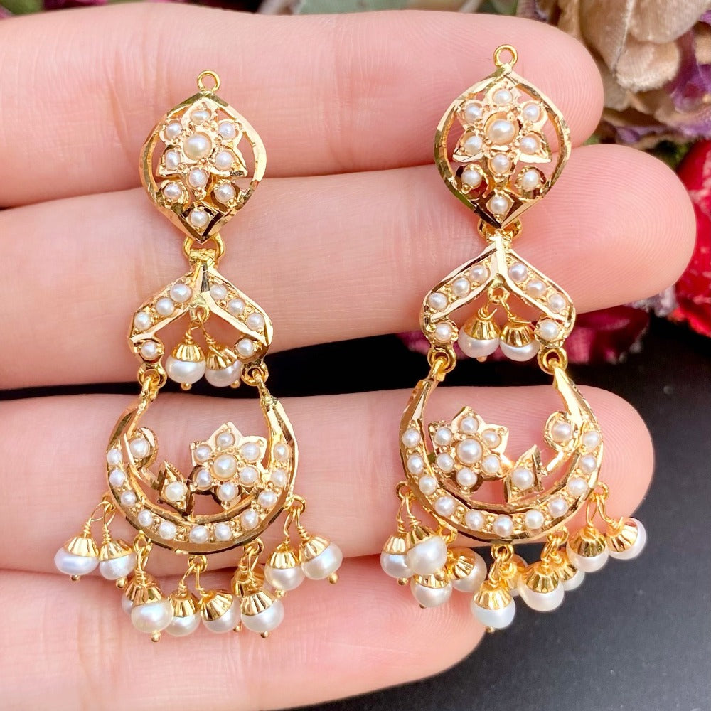 Cute & Lightweigh Pearl Earrings | 22k Gold | Gift For Her