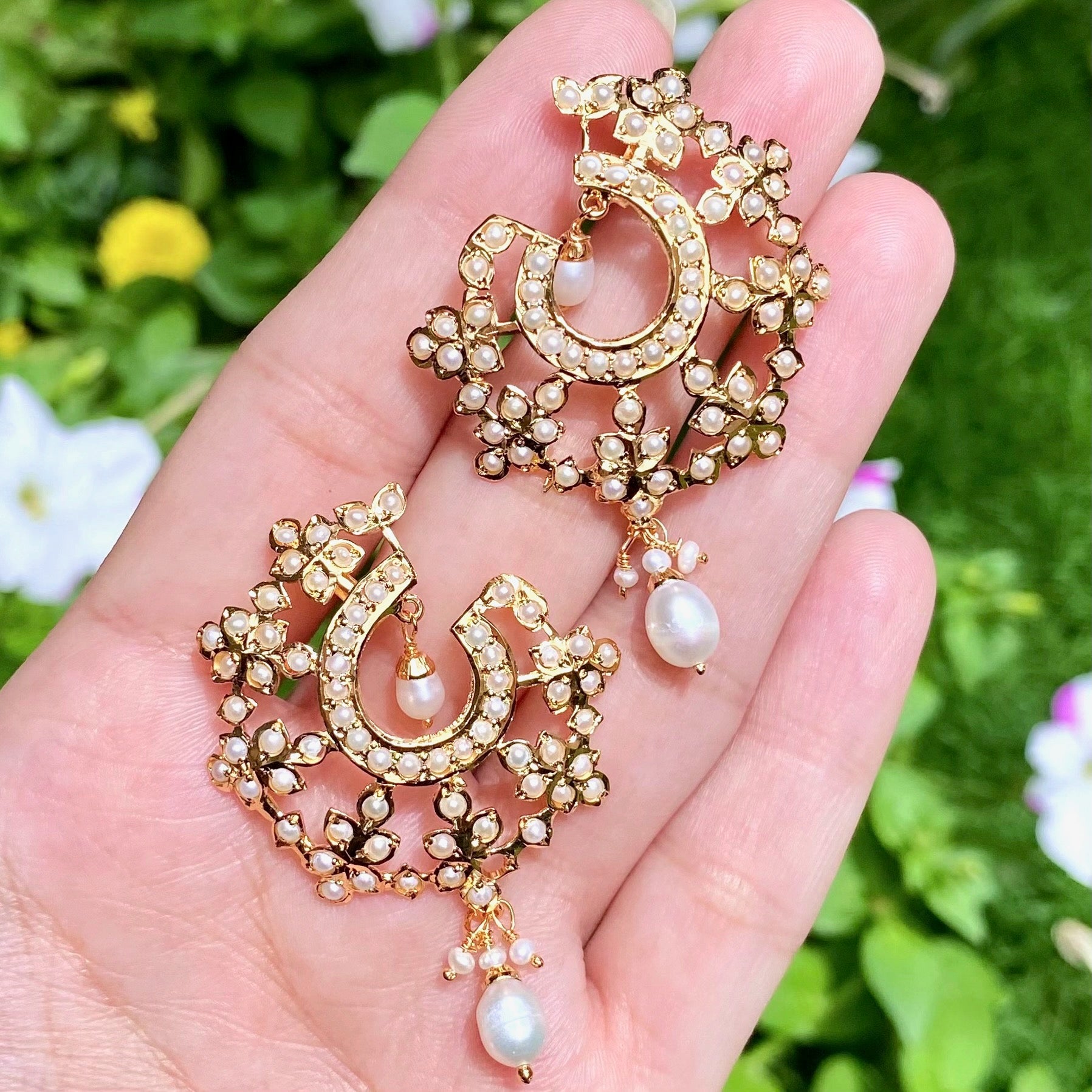 statement pearl stud earrings