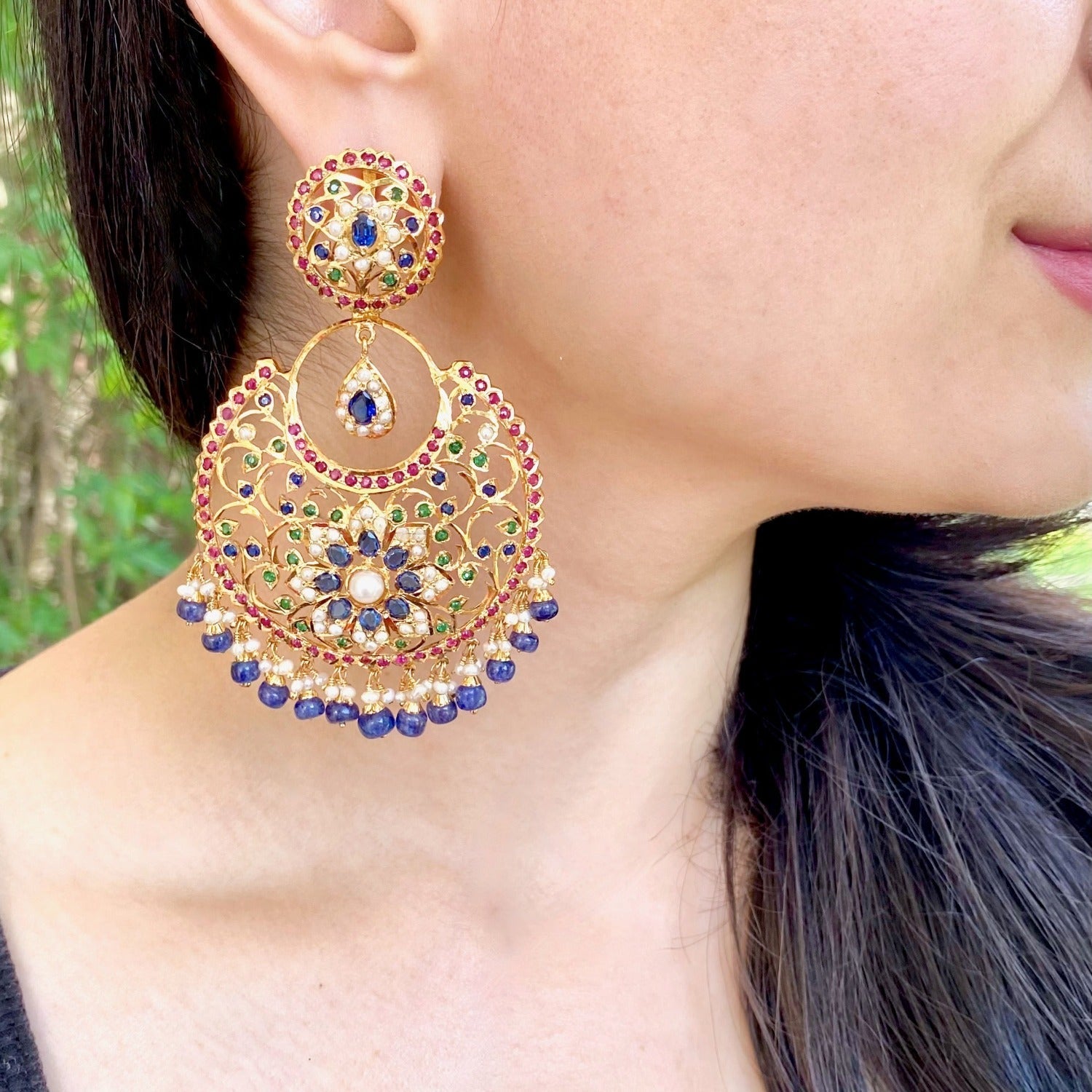 gold plated jadau chandbali design