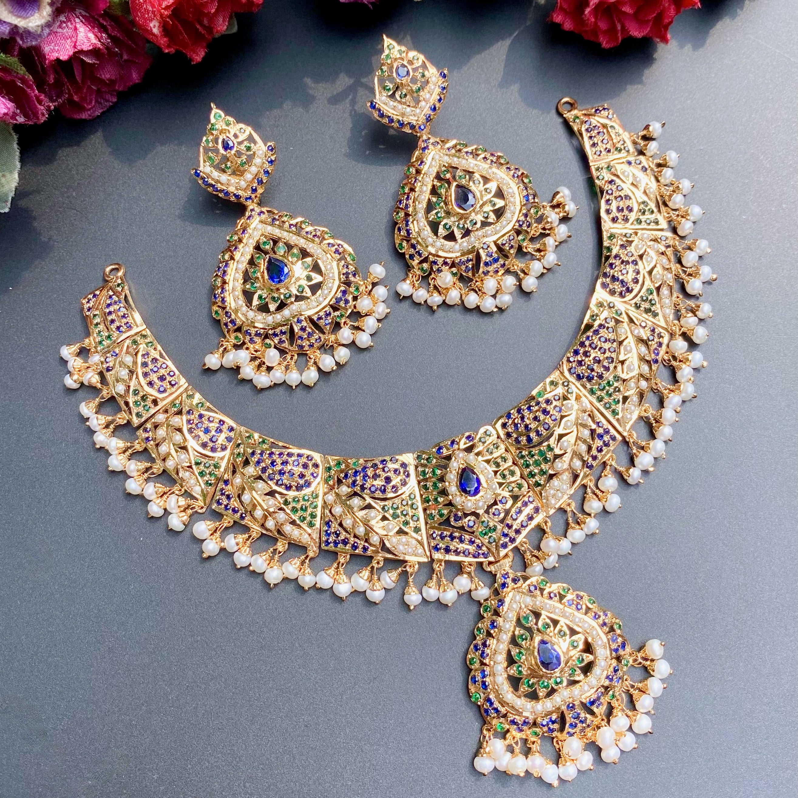 Bridal Wear Jewelry Set | Gold Plated Jadau Necklace NS 215