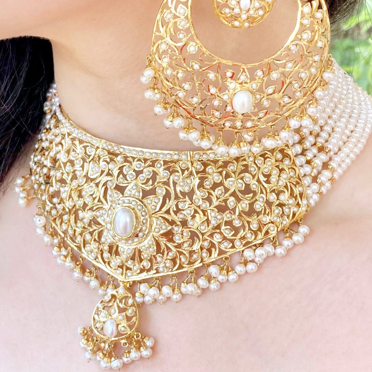 pakistani choker set design pearls
