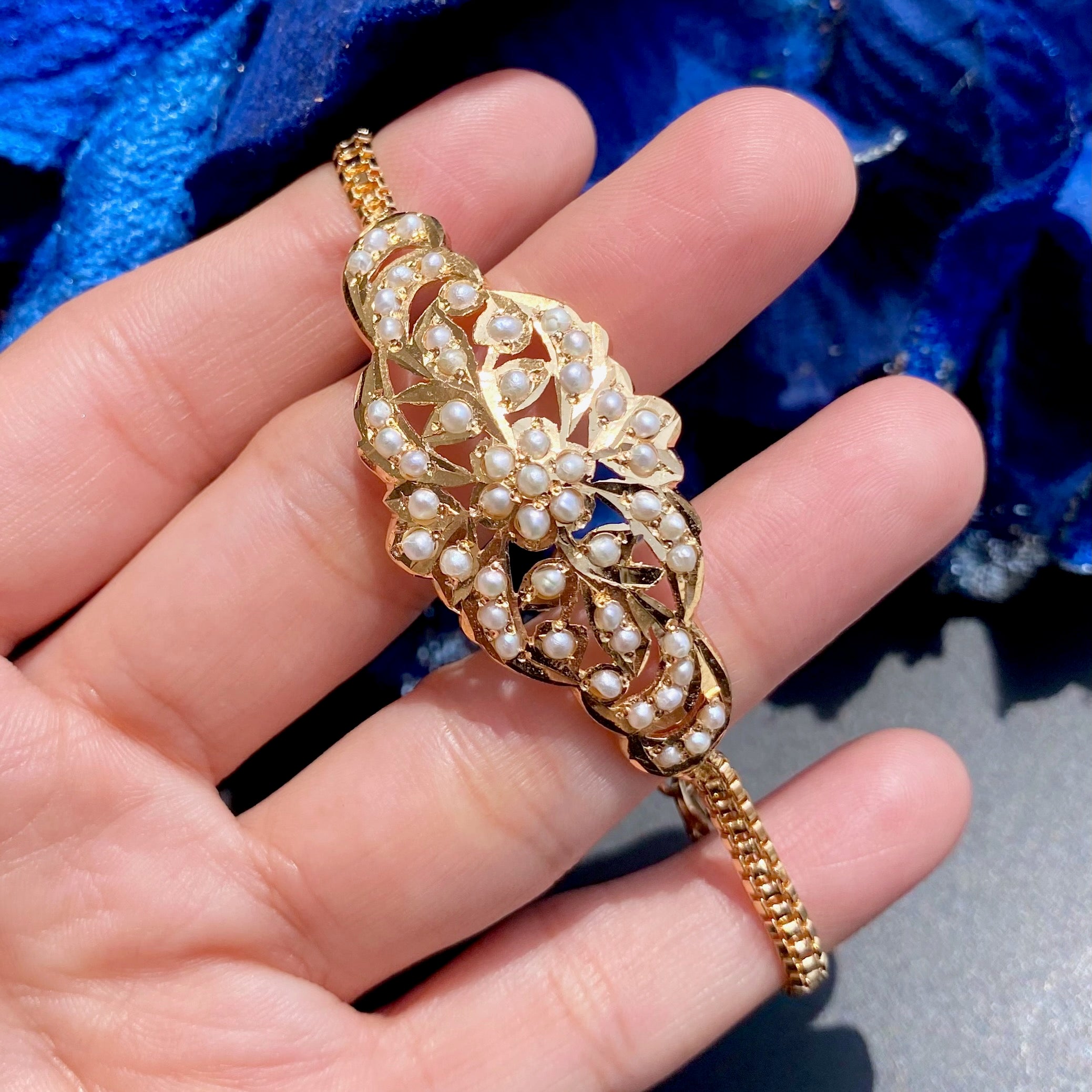 Pearl Bracelet | Gold Plated on Silver | Fine Indian Jewelry