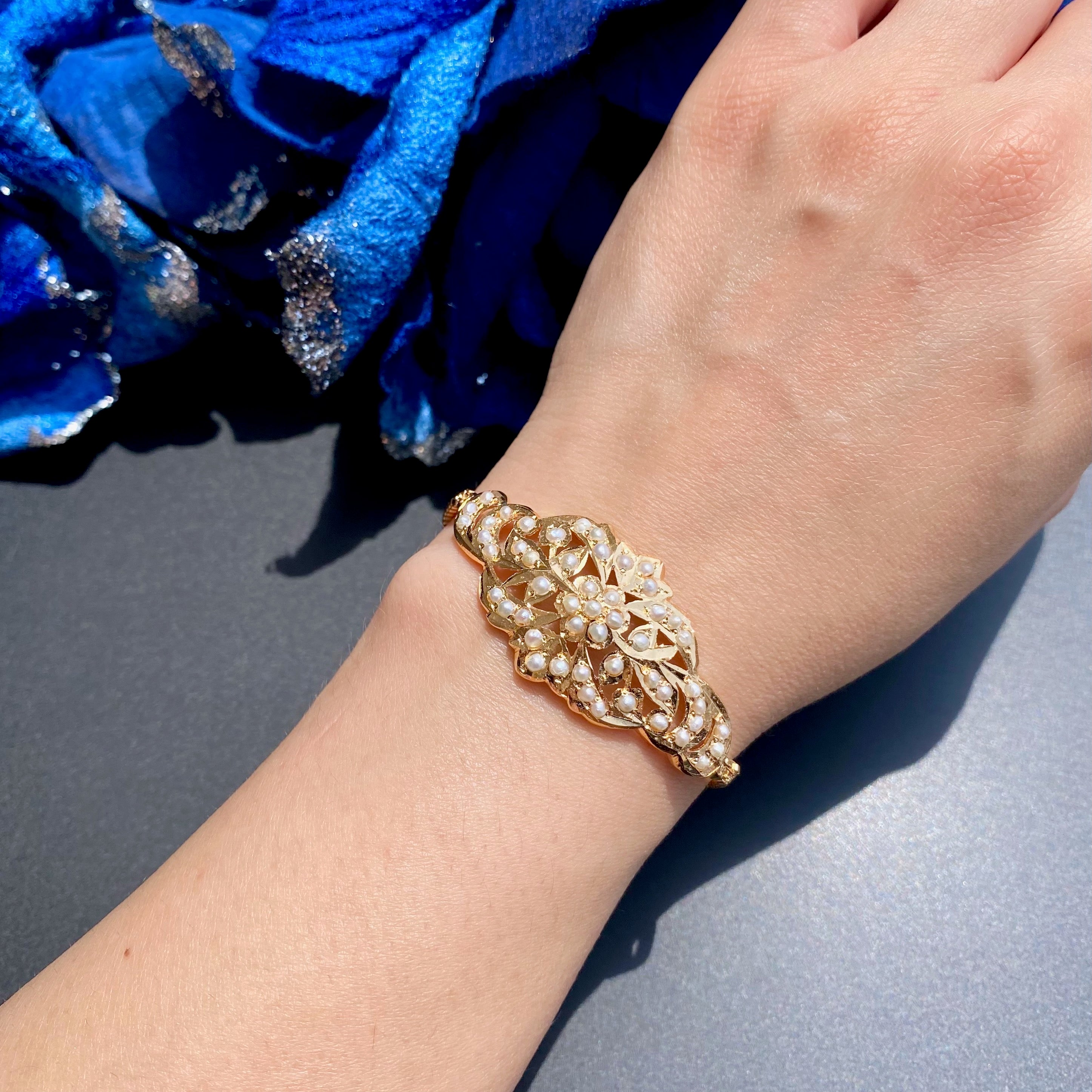 Pearl Bracelet | Gold Plated on Silver | Fine Indian Jewelry