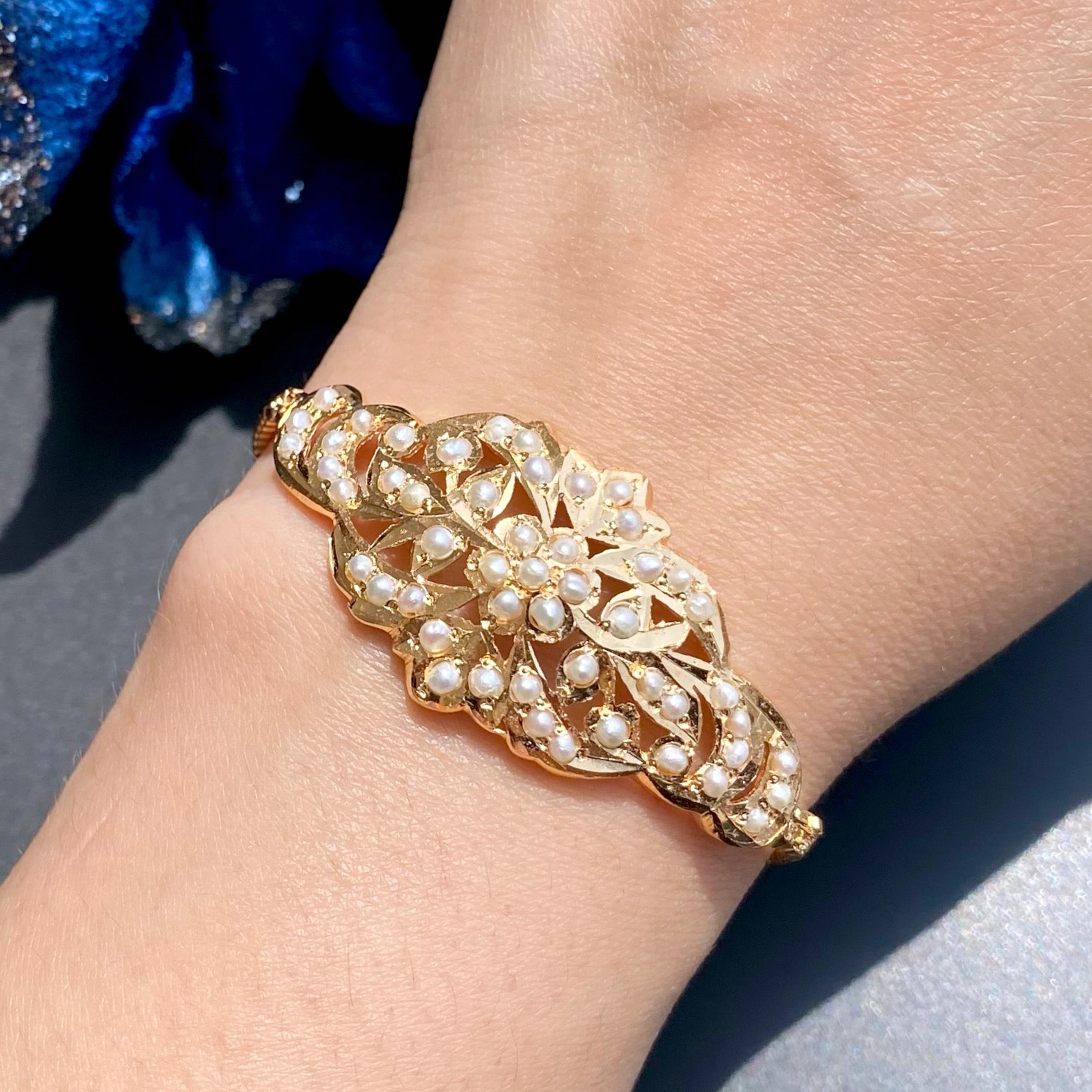 Pearl Bracelet | Gold Plated on Silver | Fine Indian Jewelry