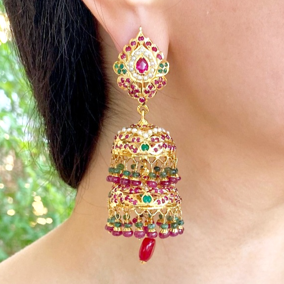 double jhumka earrings 
