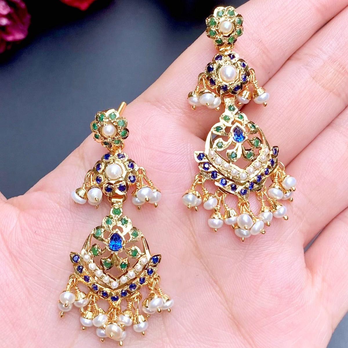 gold plated jadau earrings bengaluru