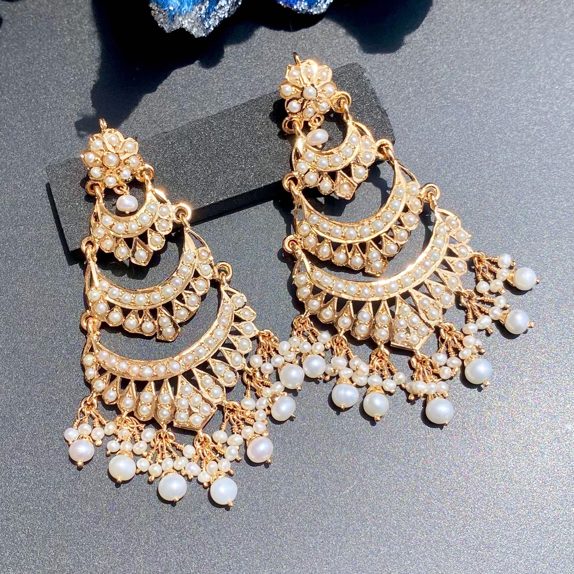 Multi Step Pearl Danglers | Gold Plated on Sterling Silver ER 760
