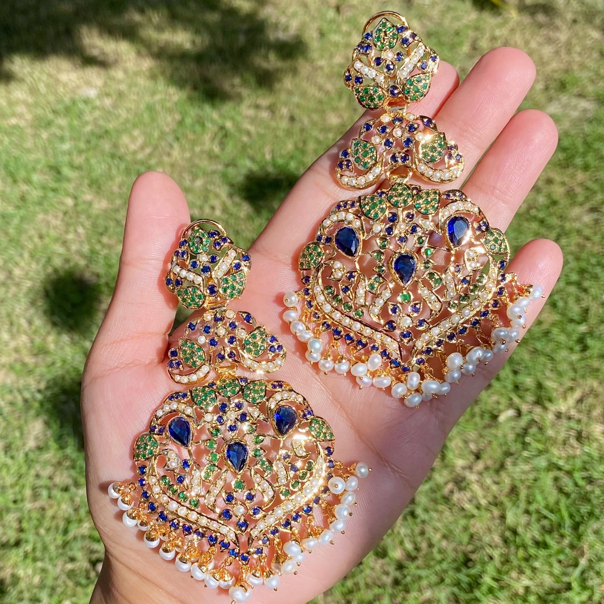 Traditional Jadau Earrings | Mughal Jewellery | Indian Bridal Earrings| Gold Plated Jewellery |ER 557