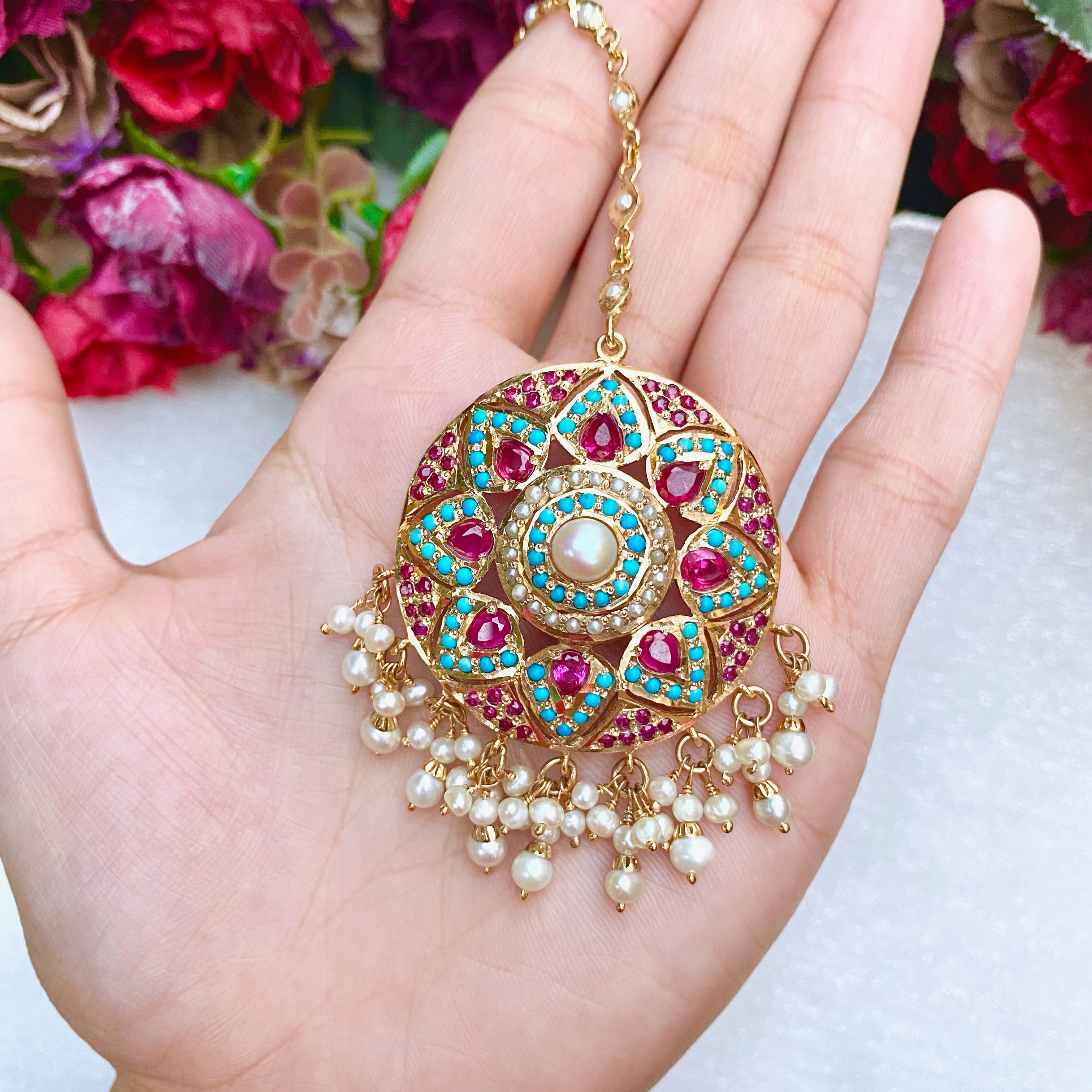 multicolored jadau tikka tk 063