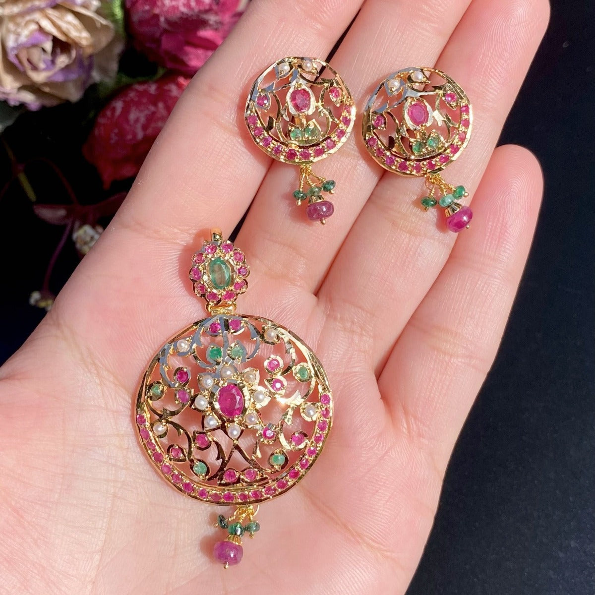 Shop Gold Pendant and Earring Sets