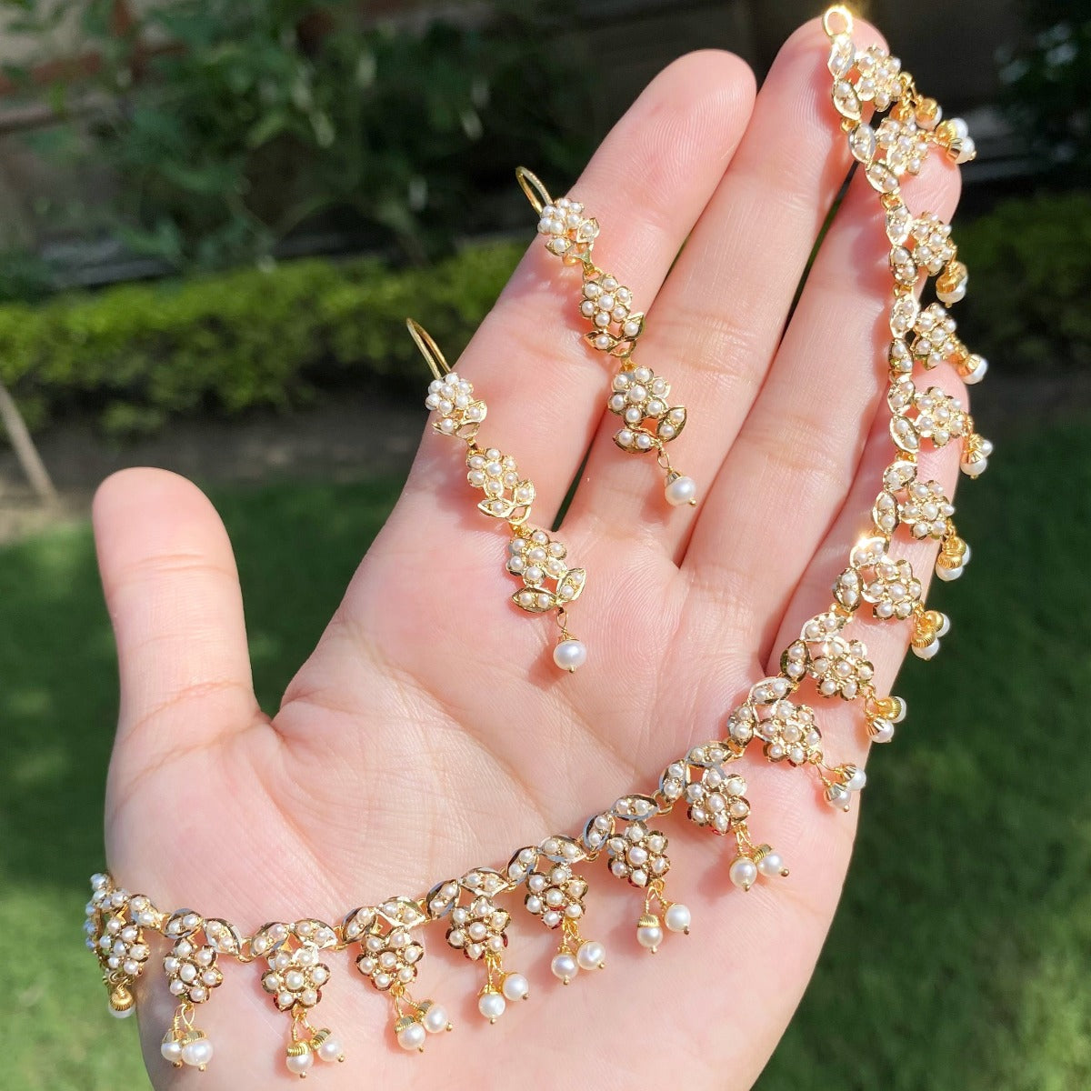 real gold real pearl jewellery