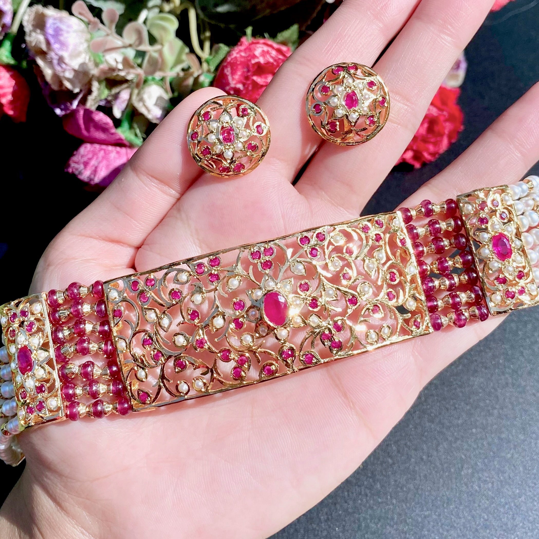 gold plated rajasthani choker set