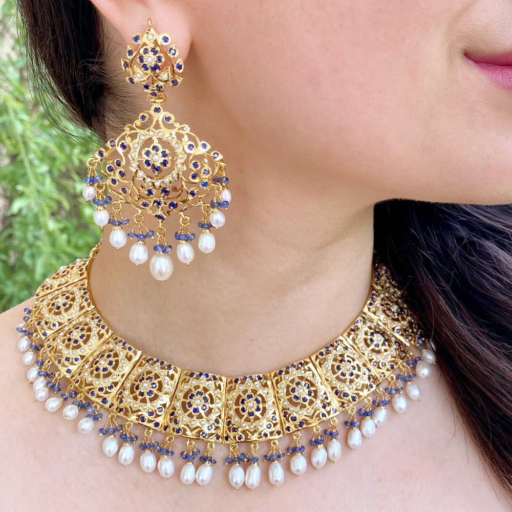 gold plated bridal jadau necklace