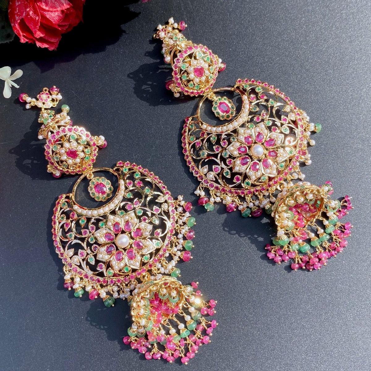 statement chandbali earrings in 22k gold
