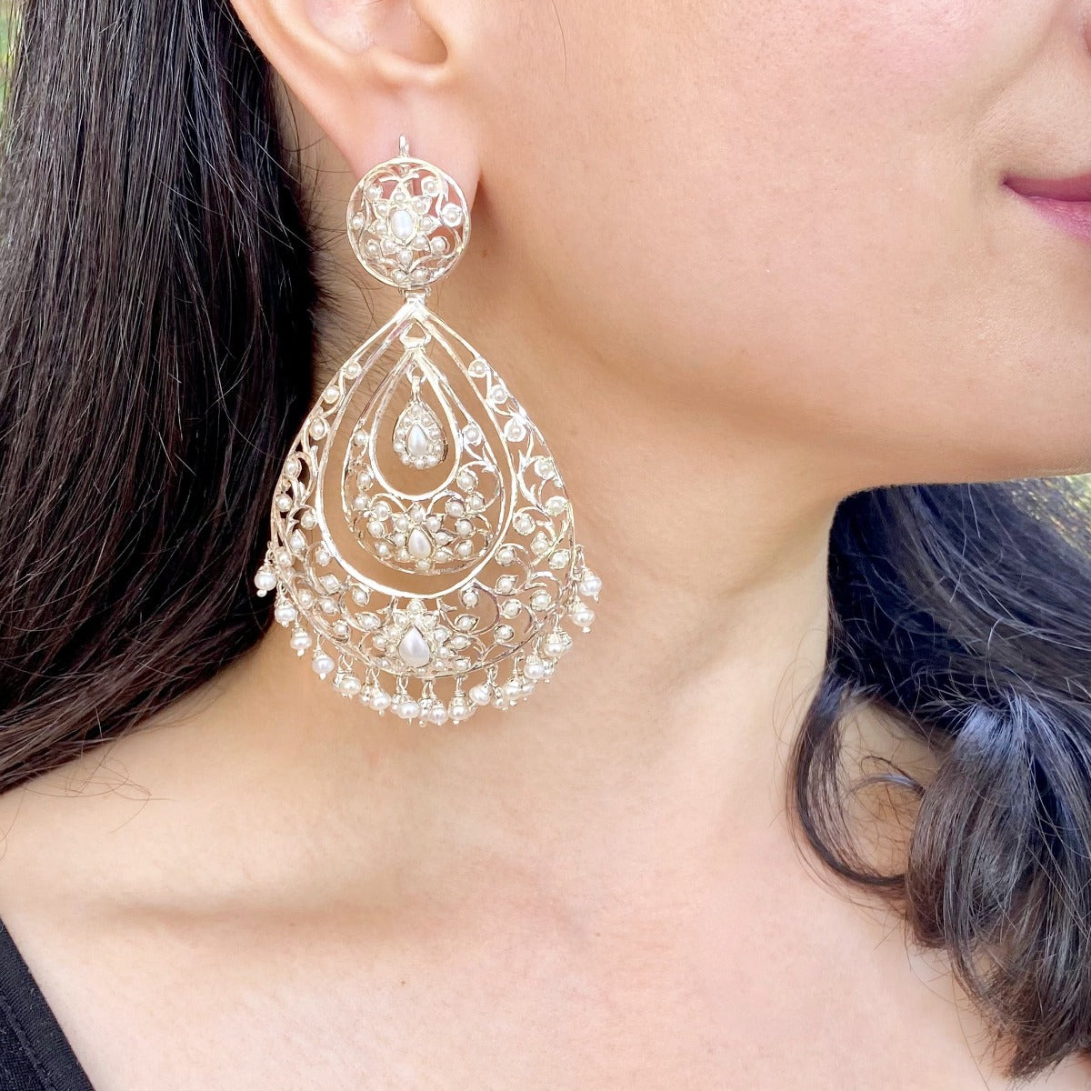 Large Clear Crystal Teardrop Chandelier Earrings on Gold | 459586 - lmbling