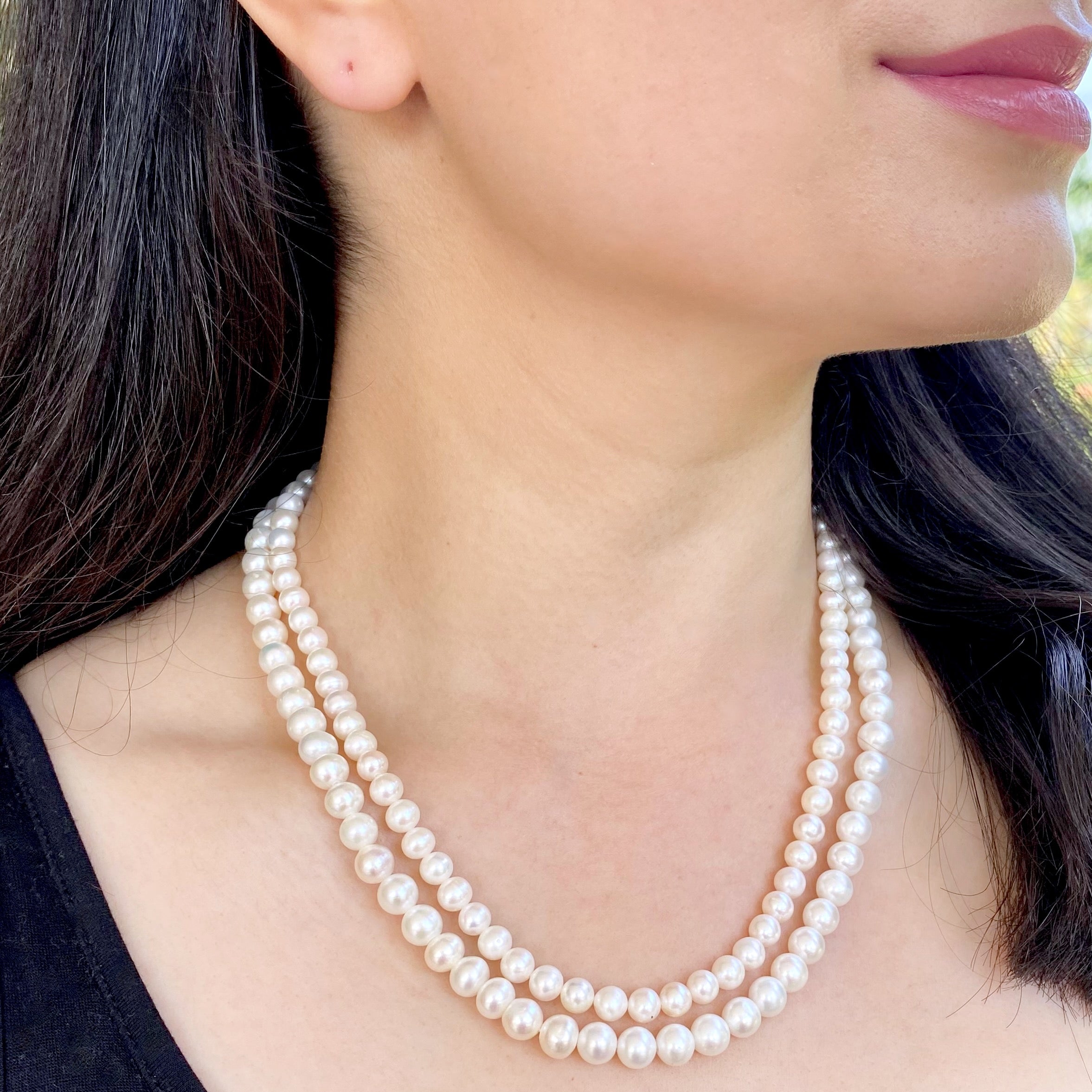 2 Line Pearl String Necklace PN 01