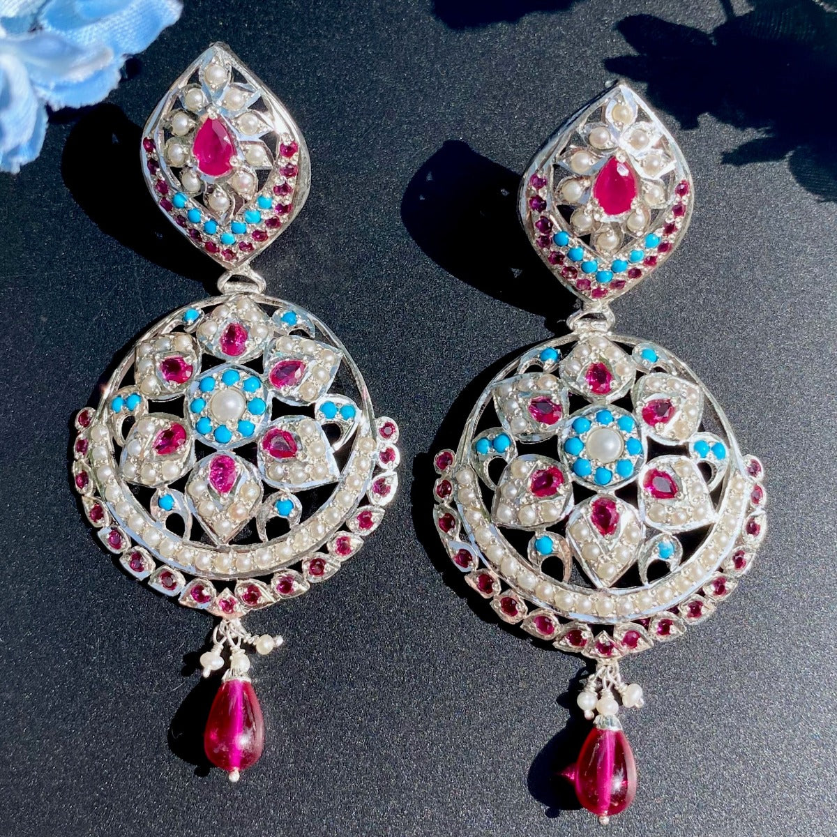 jadau earrings in silver finish without gold plating