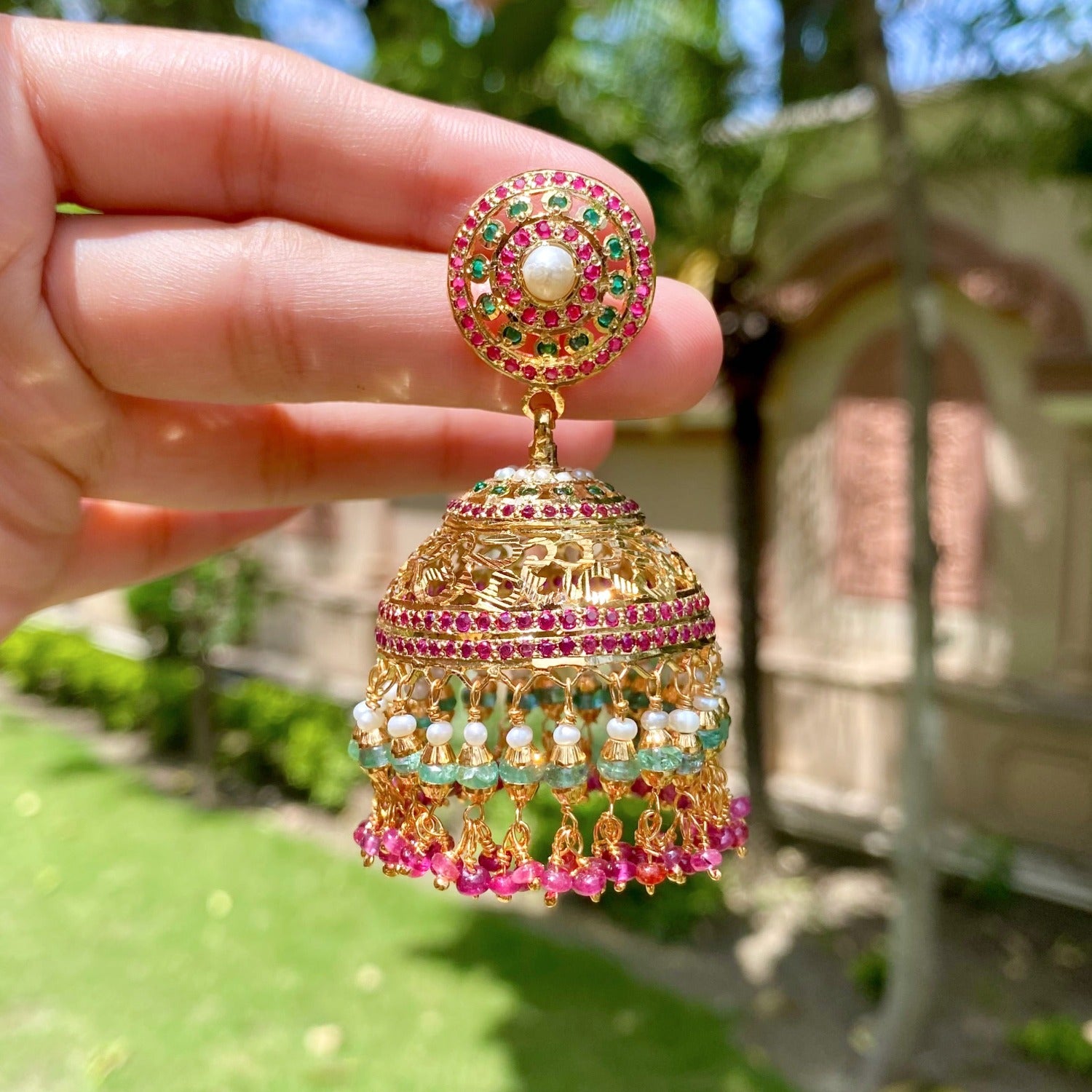 gold plated STATEMENT JADAU JHUMKAS