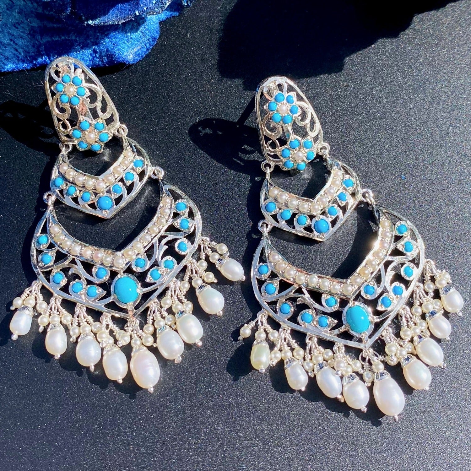 white silver earrings