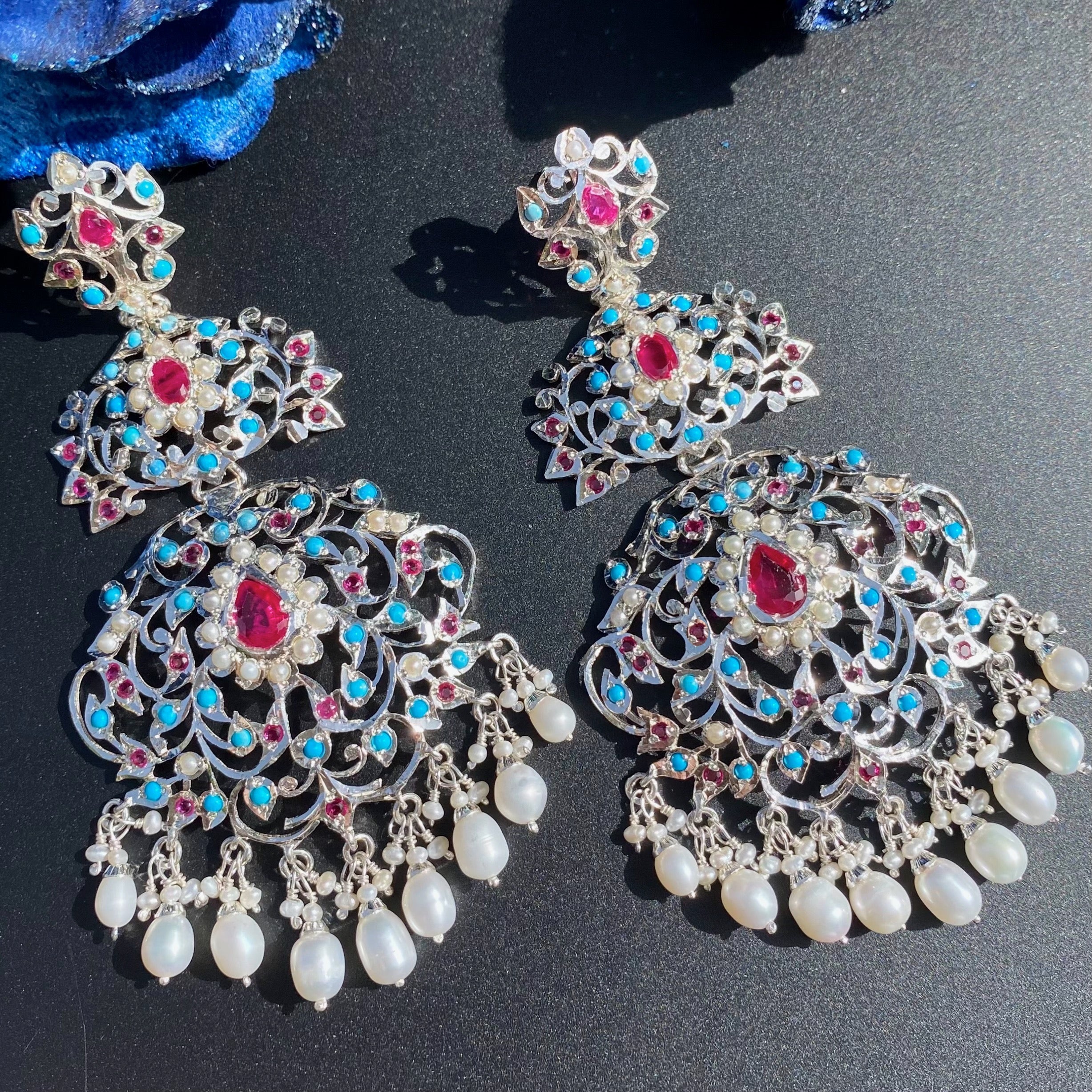 Statement Silver Danglers | Bold & Beautiful Earrings for Women SER 084