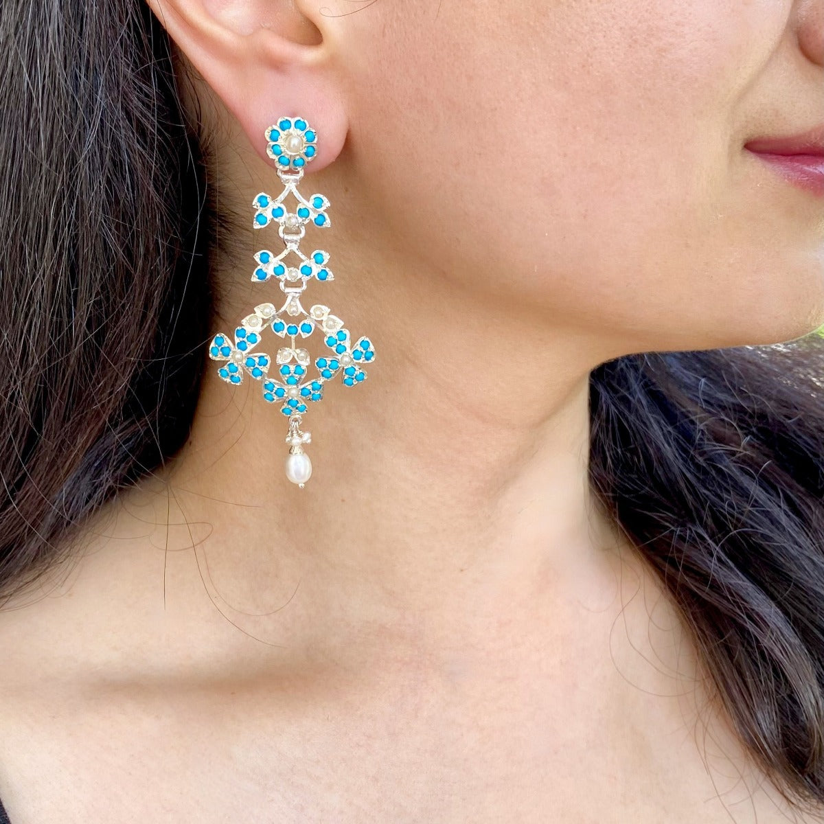 casual indo western earrings on silver