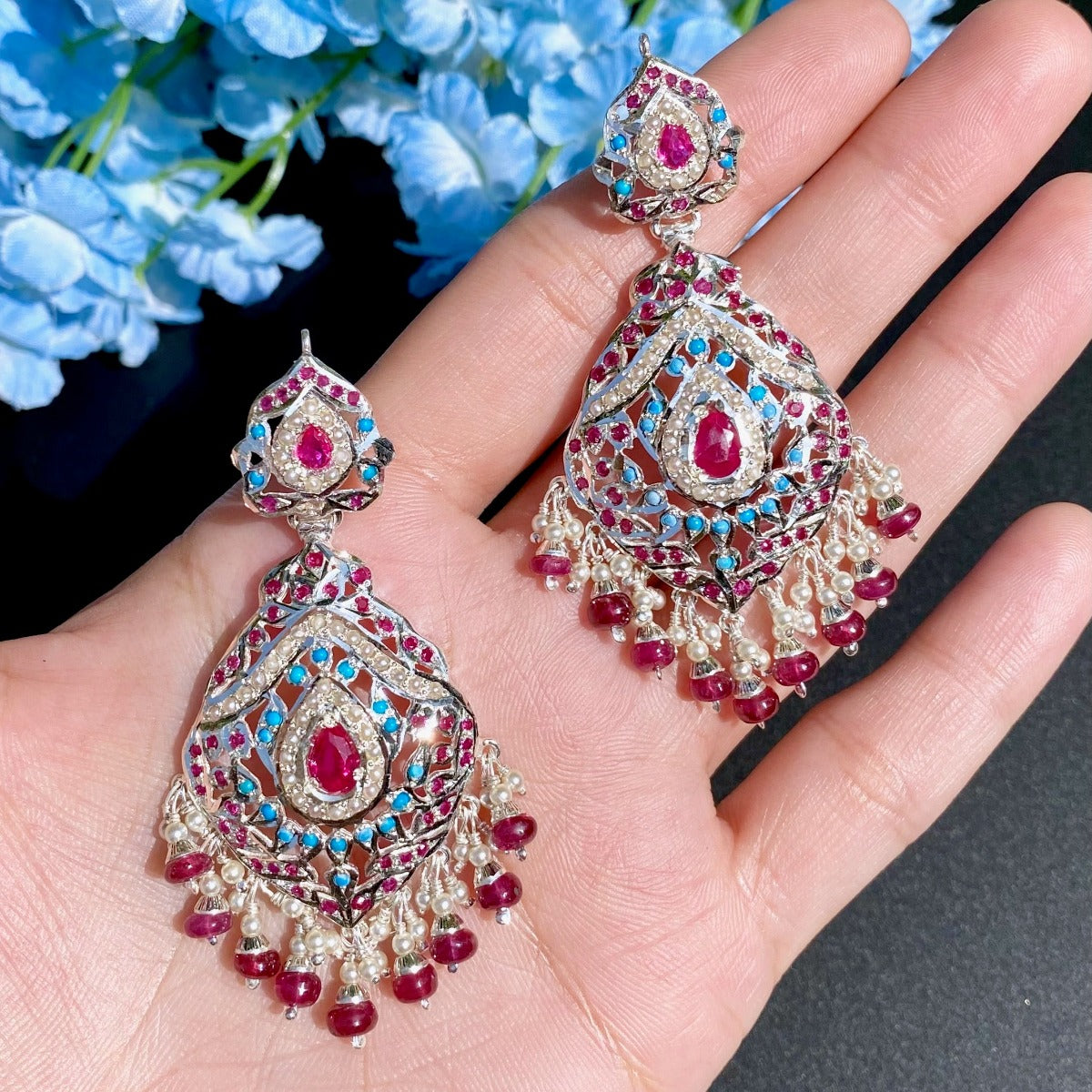 bohemian silver earrings for women