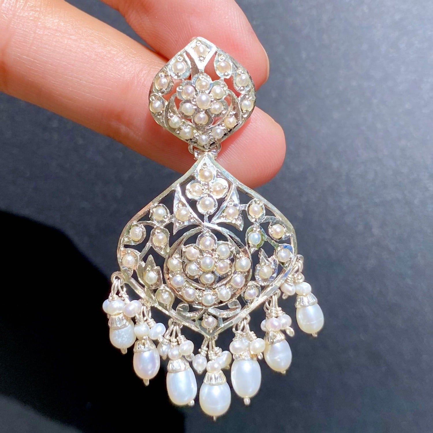 real pearls silver earrings