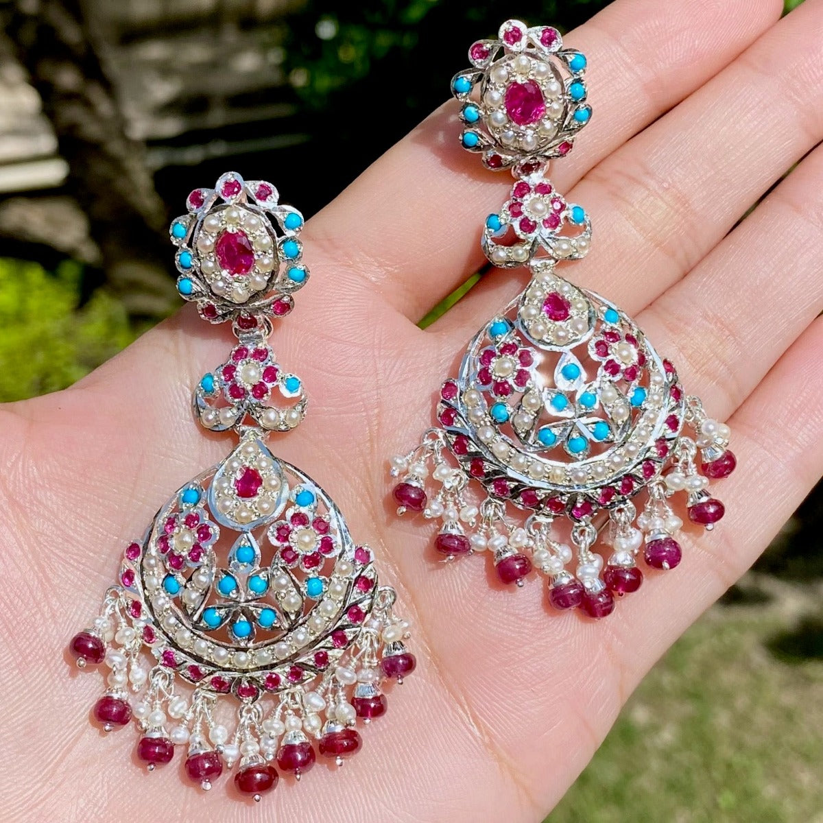 silver plated earrings jadau
