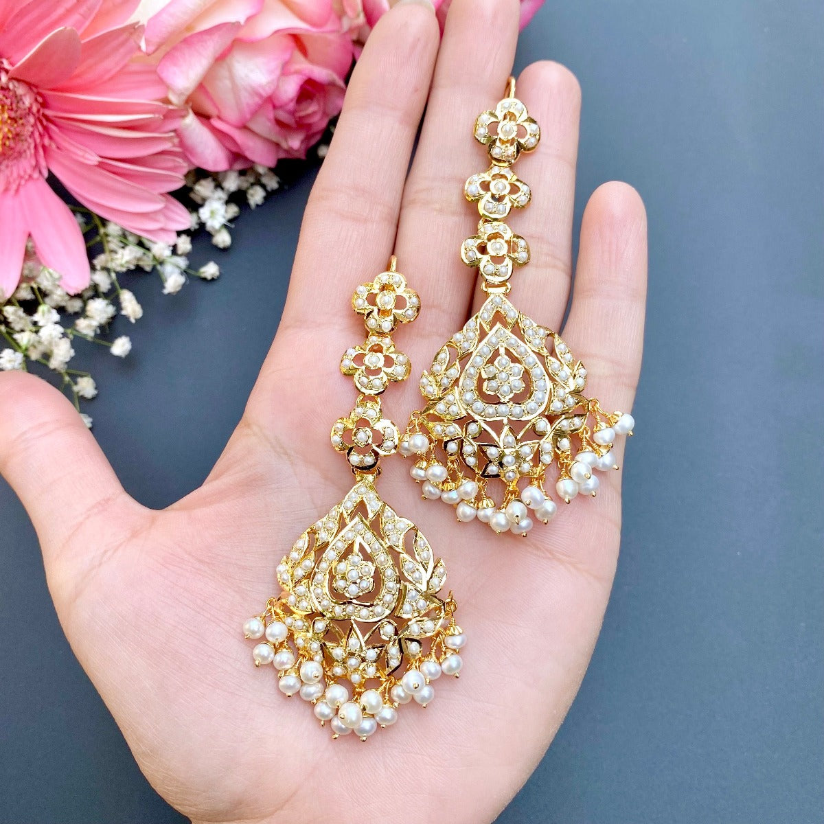 amritsari jadau pearl earrings
